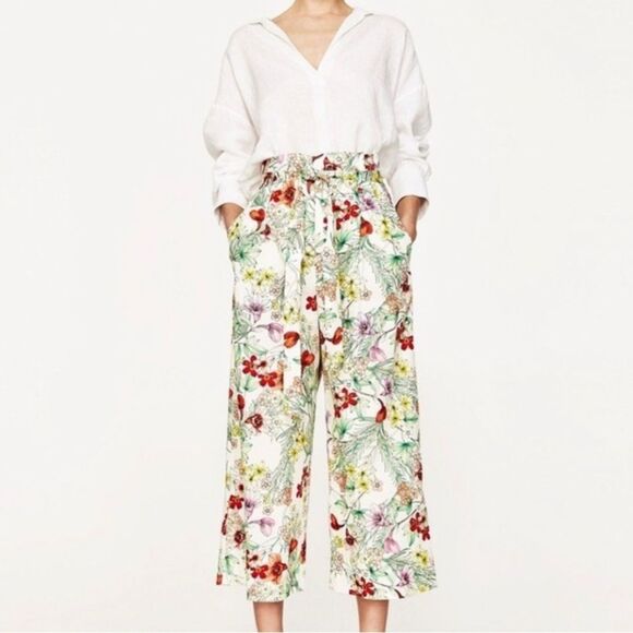 Zara Pants - Zara Floral Wide Leg Pants - Multicolor